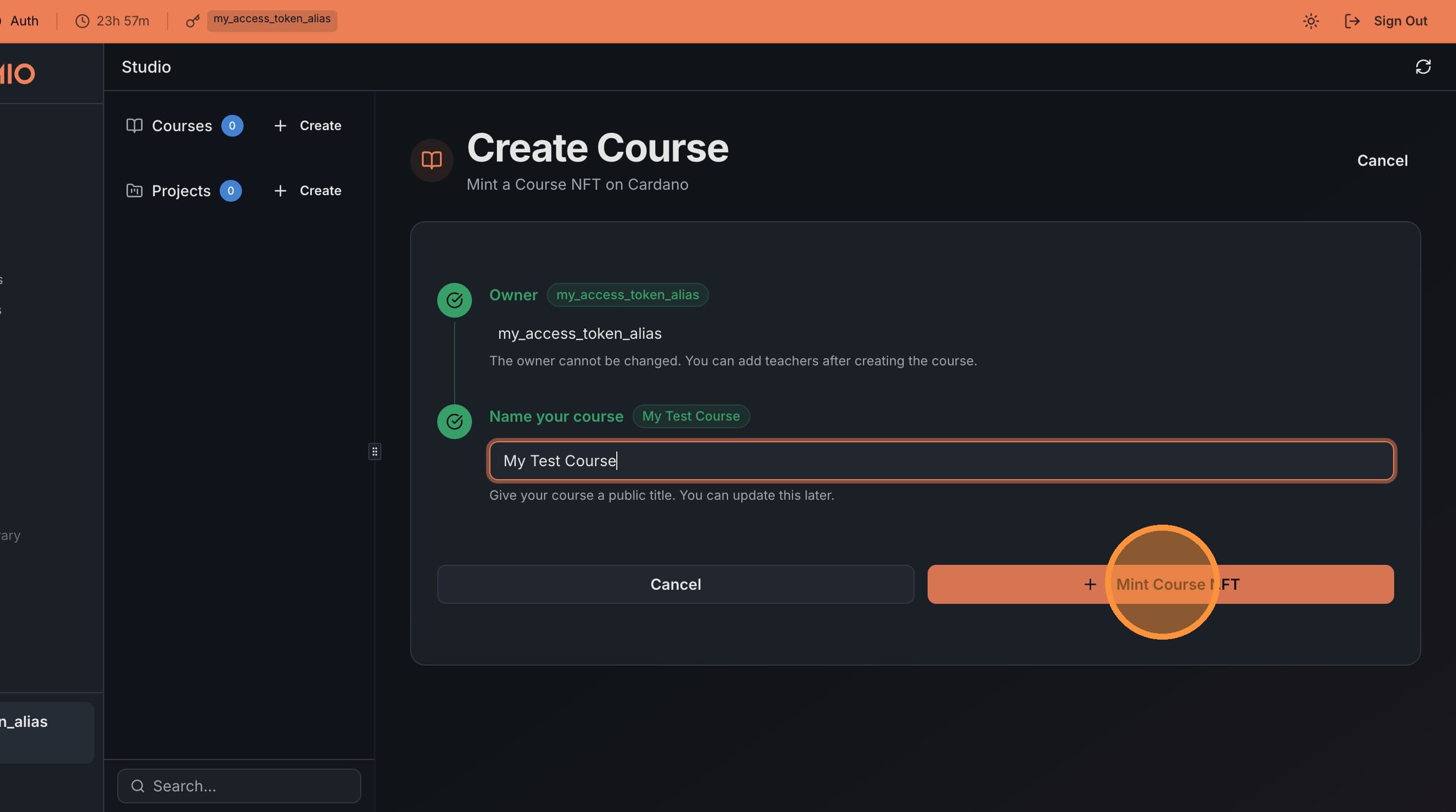 Click Mint Course NFT