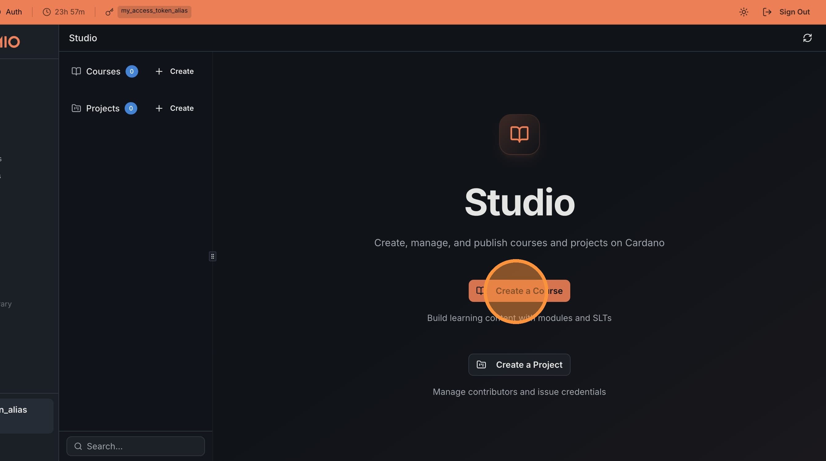 Click Create a Course