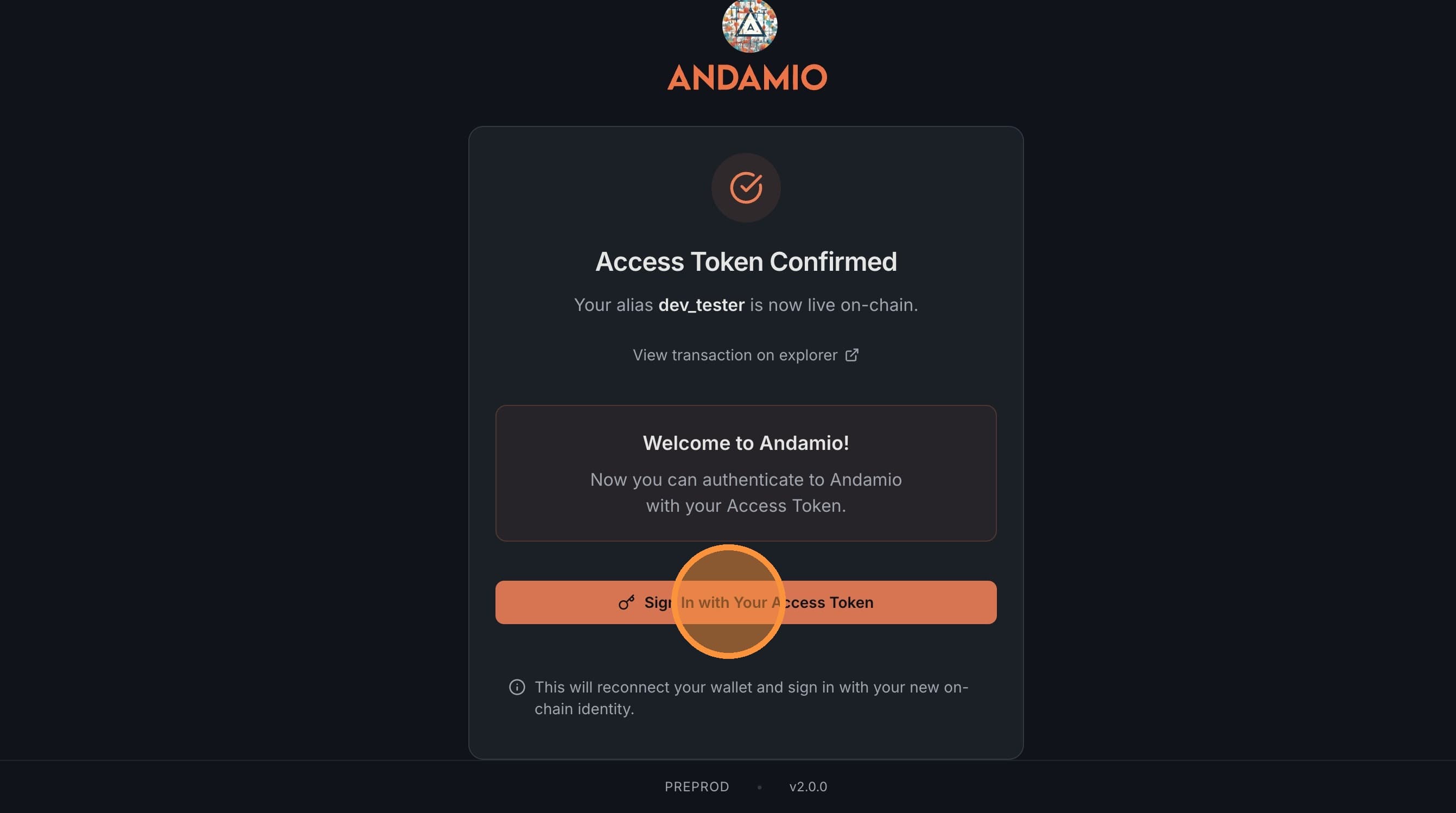 Sign In with Access Token