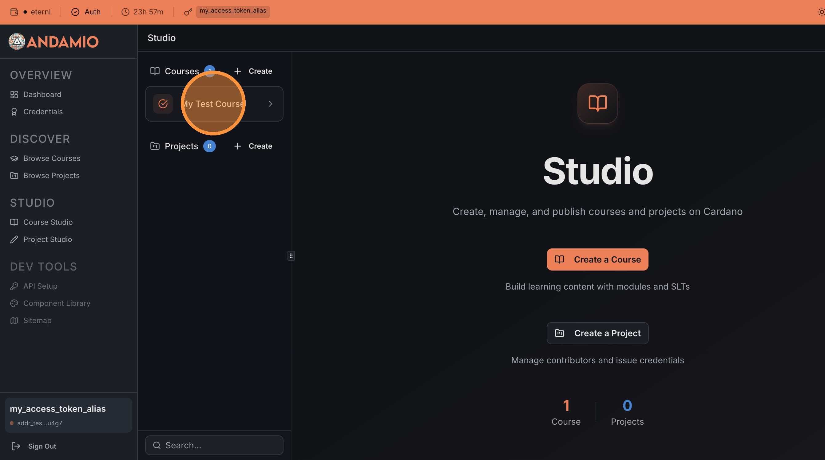 Select your course from the navigation